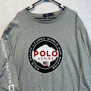 POLO RALPH LAUREN T-Shirt Men's 3XLT Gray Long Sleeve World Cup Racing Alpine